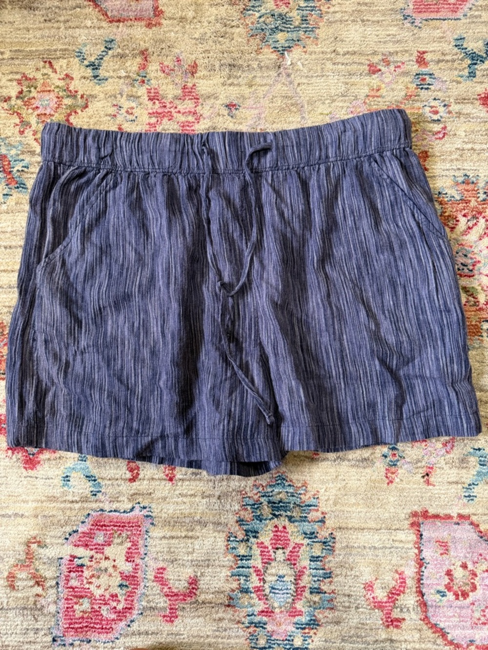 Time and Tru Navy Blue Striped Elastic Waist Shorts
